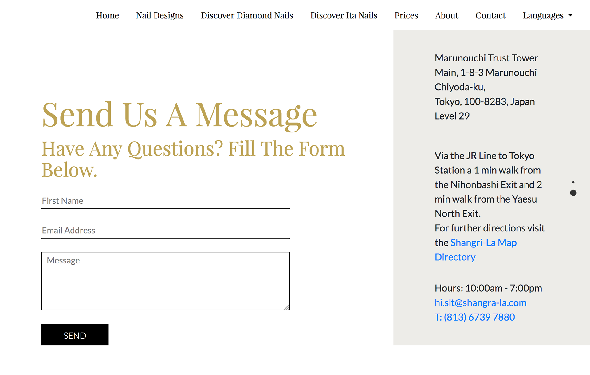 Iteration of luxury website contact page contact form. UI design by Katherine Delorme.