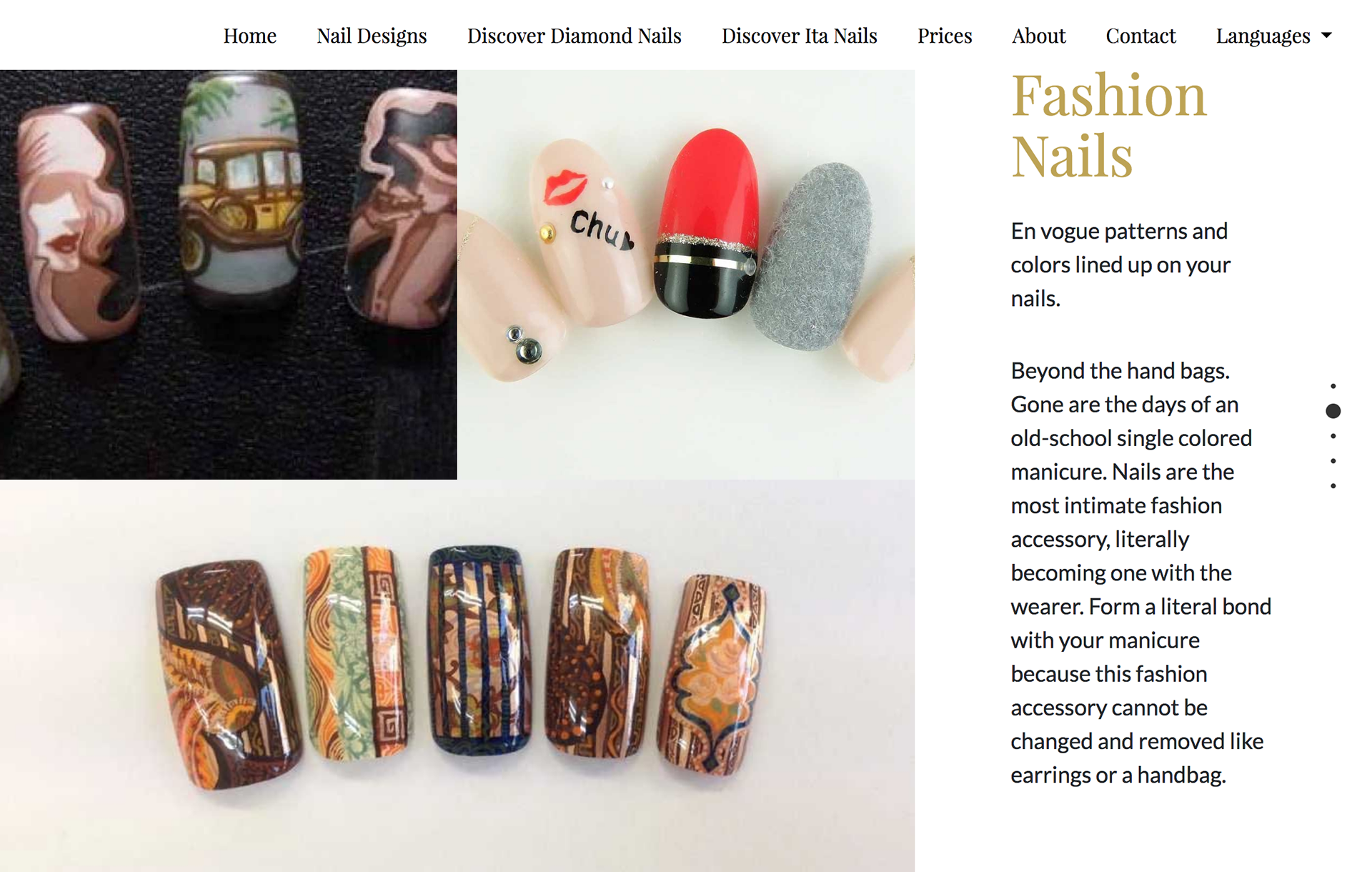 The Fashion Nail page with chic art designs.