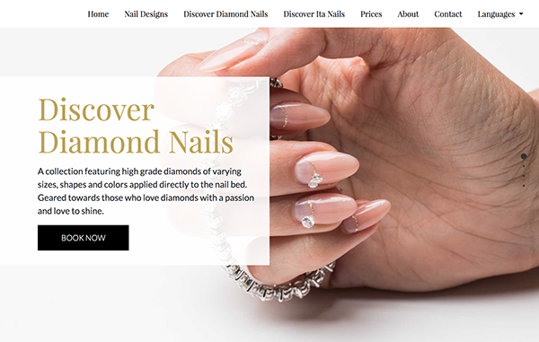 Iteration of luxury website Diamond nail collection. UI design by Katherine Delorme.