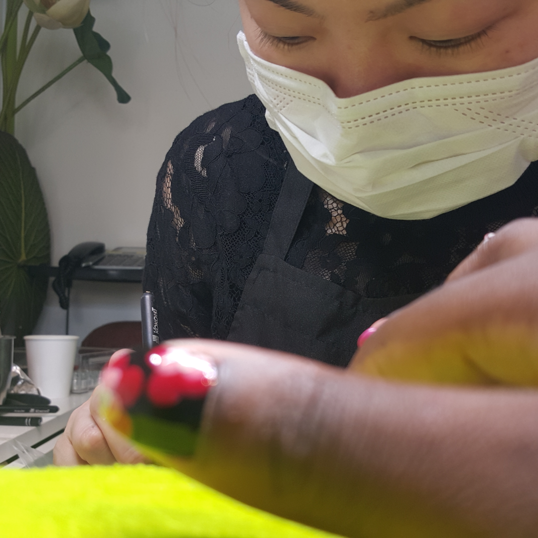 Getting nails done in a Japanese salon