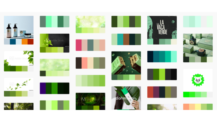 An array of shades of green and color pairs by Katherine Delorme.