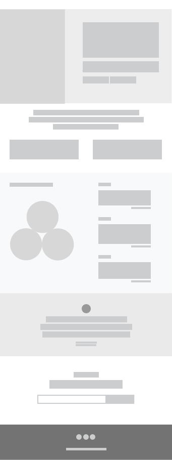 Grey boxing. UI & UX design - Home Page Option 2 by Katherine Delorme.