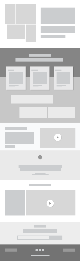 Grey boxing. UI & UX design - Home Page Option 3 by Katherine Delorme.
