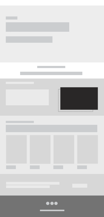 Grey boxing of an About page. UI & UX design by Katherine Delorme.