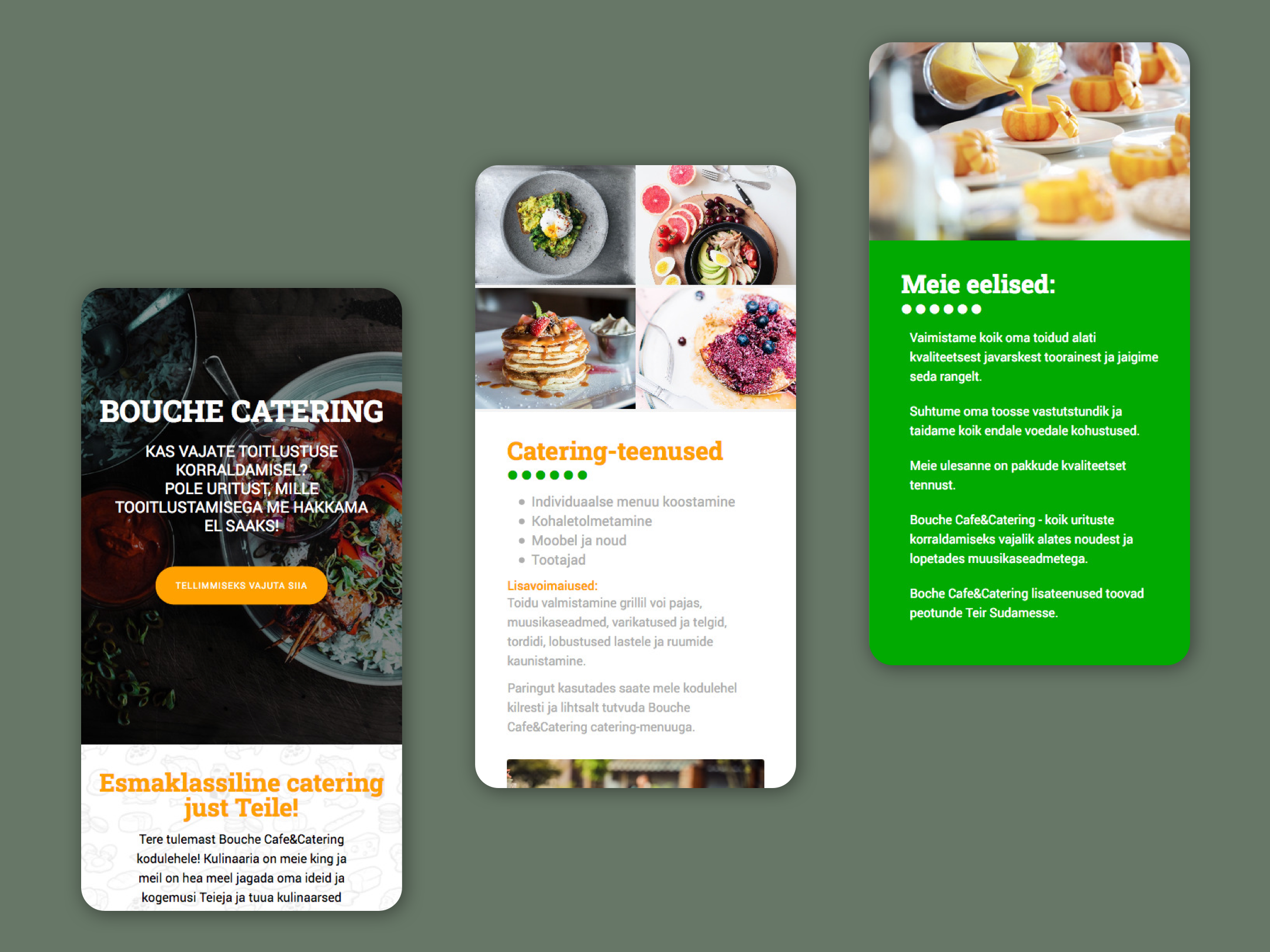 Responsive mobile version of a catering webpage on desktop and mobile by Katherine Delorme
