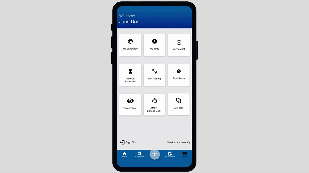 Animation of a mobile app menu opening and a page refresh with a donut graph
